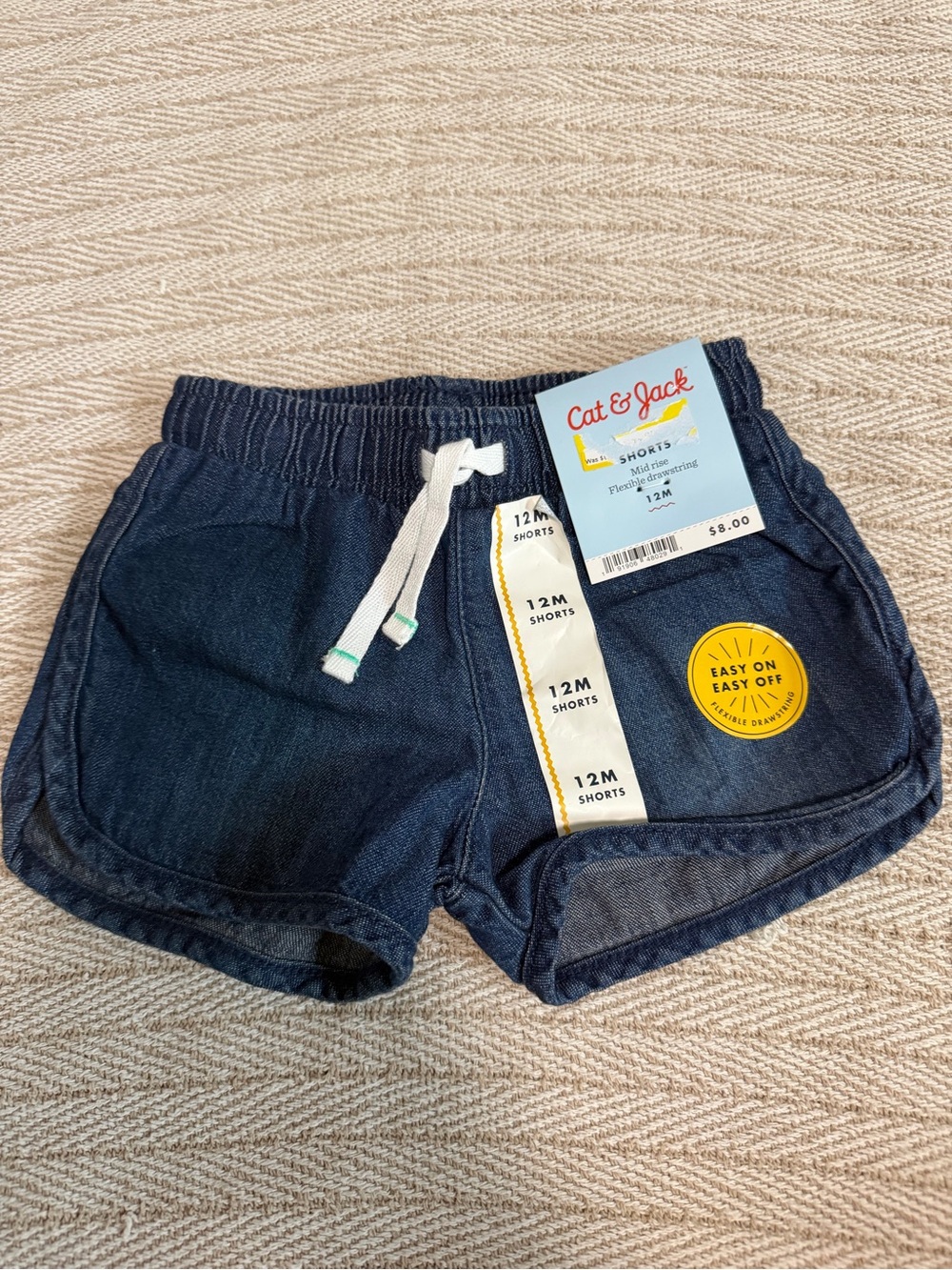 Cat & Jack Dark Blue Girls' Denim-Look Pull-On Shorts